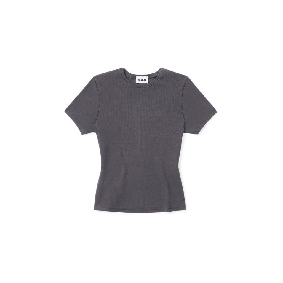 Premium Ribbed T-Shirt for Men & Women - Soft Cotton Deep Gray Tee - Casual & Layering Essential for Everyday Wear