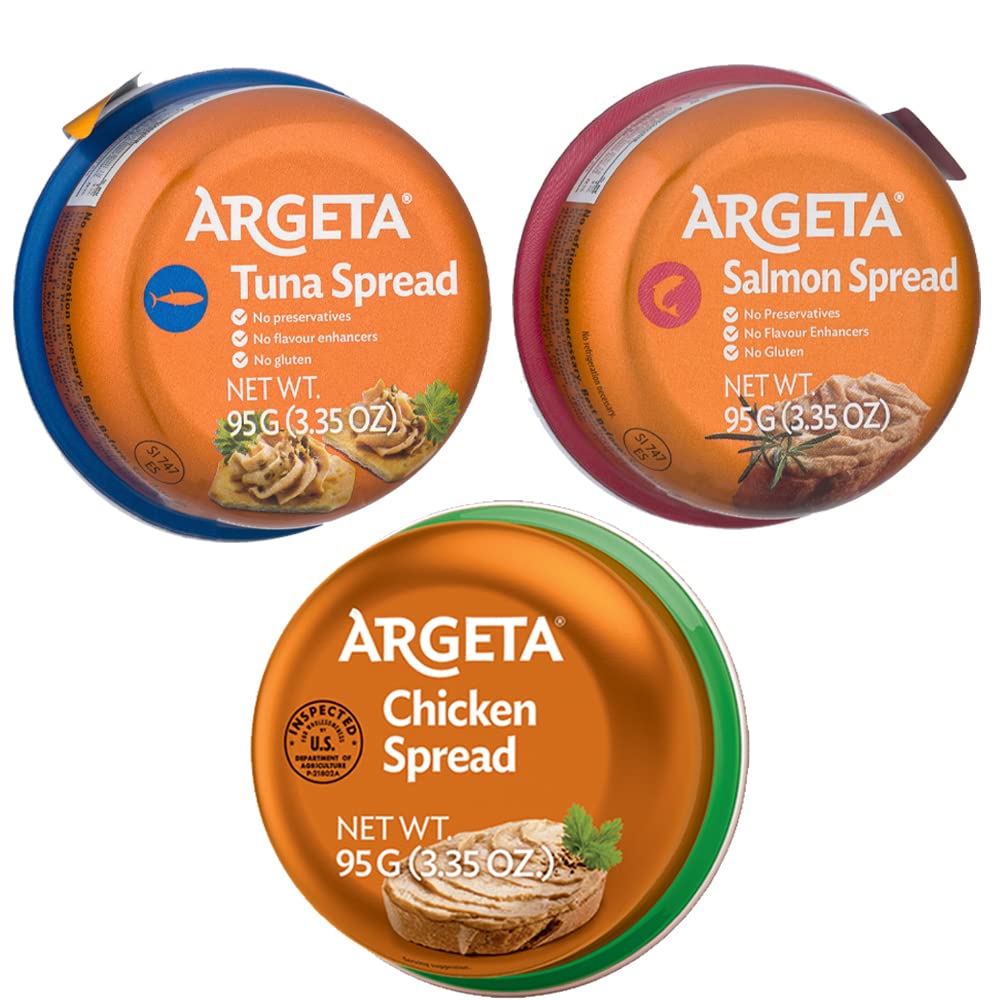 OHMARKET Argeta Pate Spread Variety Pack - Chicken, Tuna & Salmon (3-Pack) | Gourmet Fish Spread for Sandwiches, Crackers & Charcuterie Boards