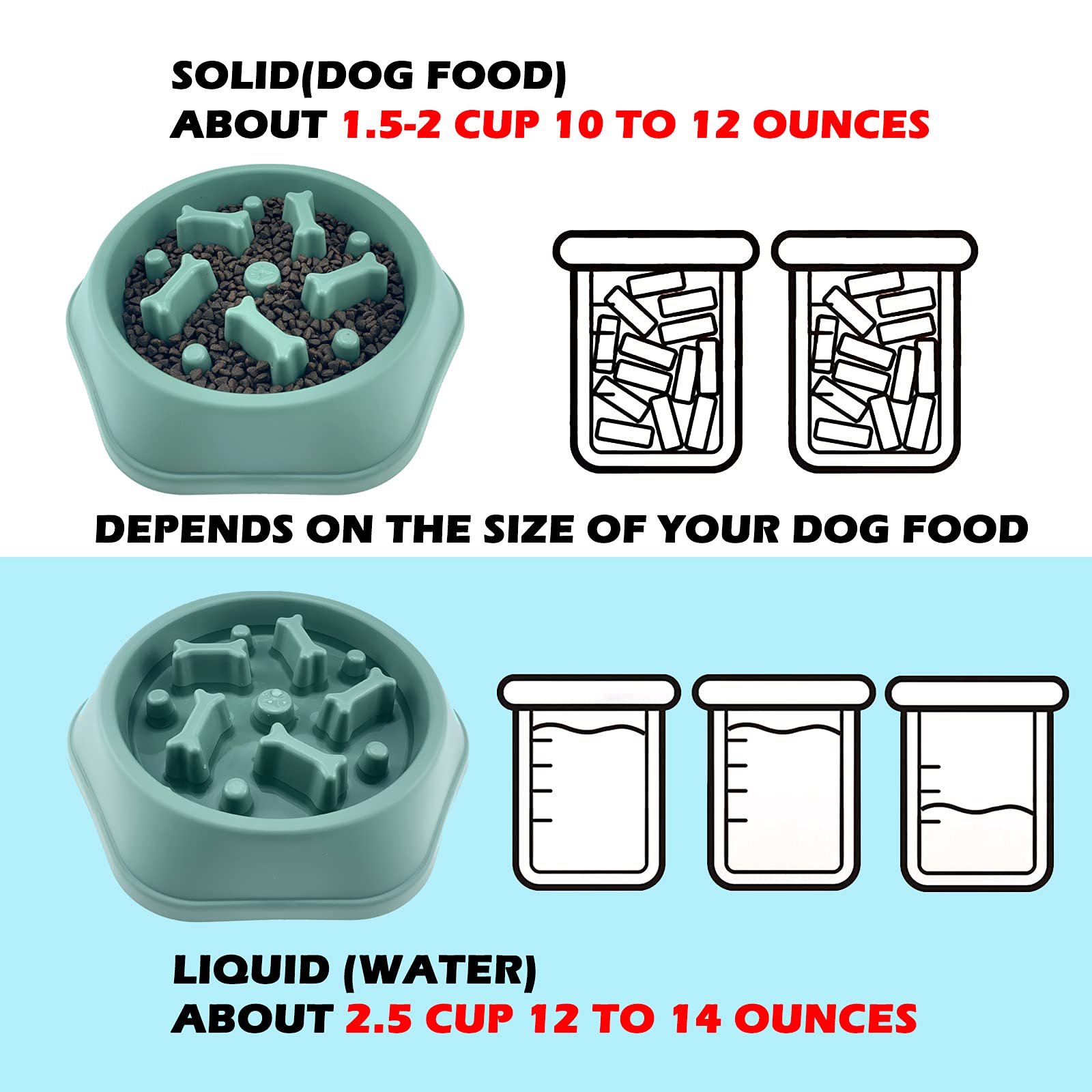 CAISHOW Slow Feeder Dog Bowl - Anti-Gulping Pet Food Dish for Healthy Eating, Bloat Prevention & Mental Stimulation | Non-Slip Interactive Design for Small & Medium Dogs | Perfect for Fast Eaters, Mealtime Enrichment & Digestive Health