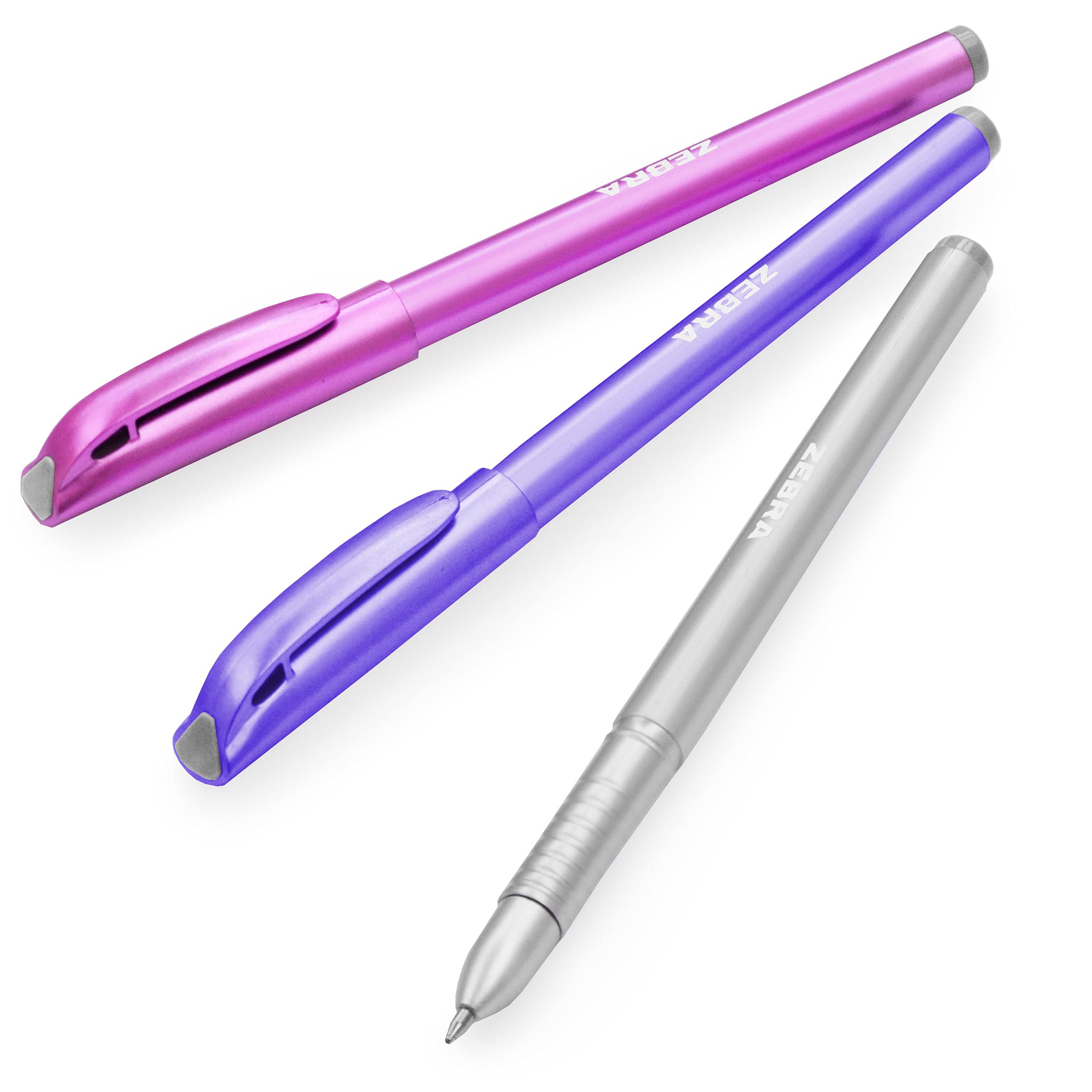 Zebra ZGE Gel Ink Stick Pens - 0.7mm Fine Point - Metallic Barrel - 6 Pack (1 of Each Color) - Smooth Writing for Office, School & Art Projects