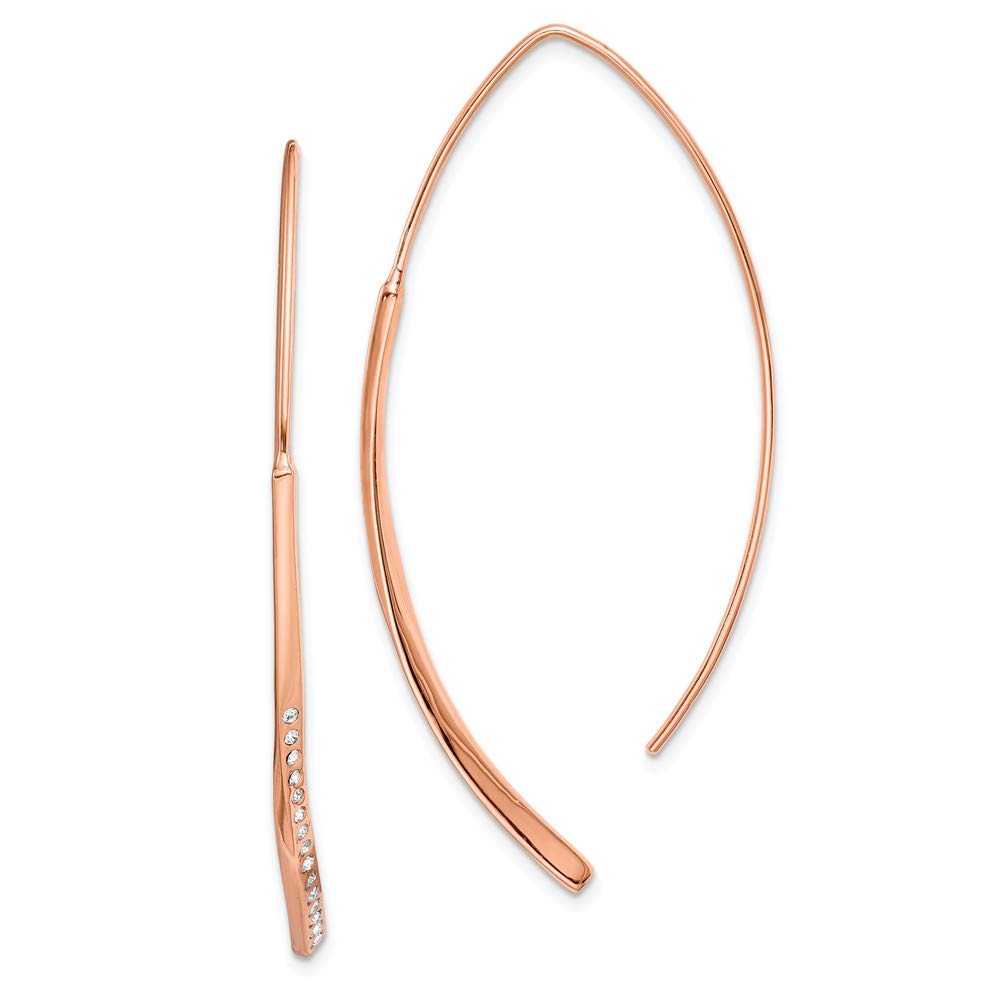 Sterling Silver Rose Gold Plated Cubic Zirconia Threader Earrings for Women - Dainty Delicate Jewelry Gift for Birthday, Anniversary & Everyday Wear