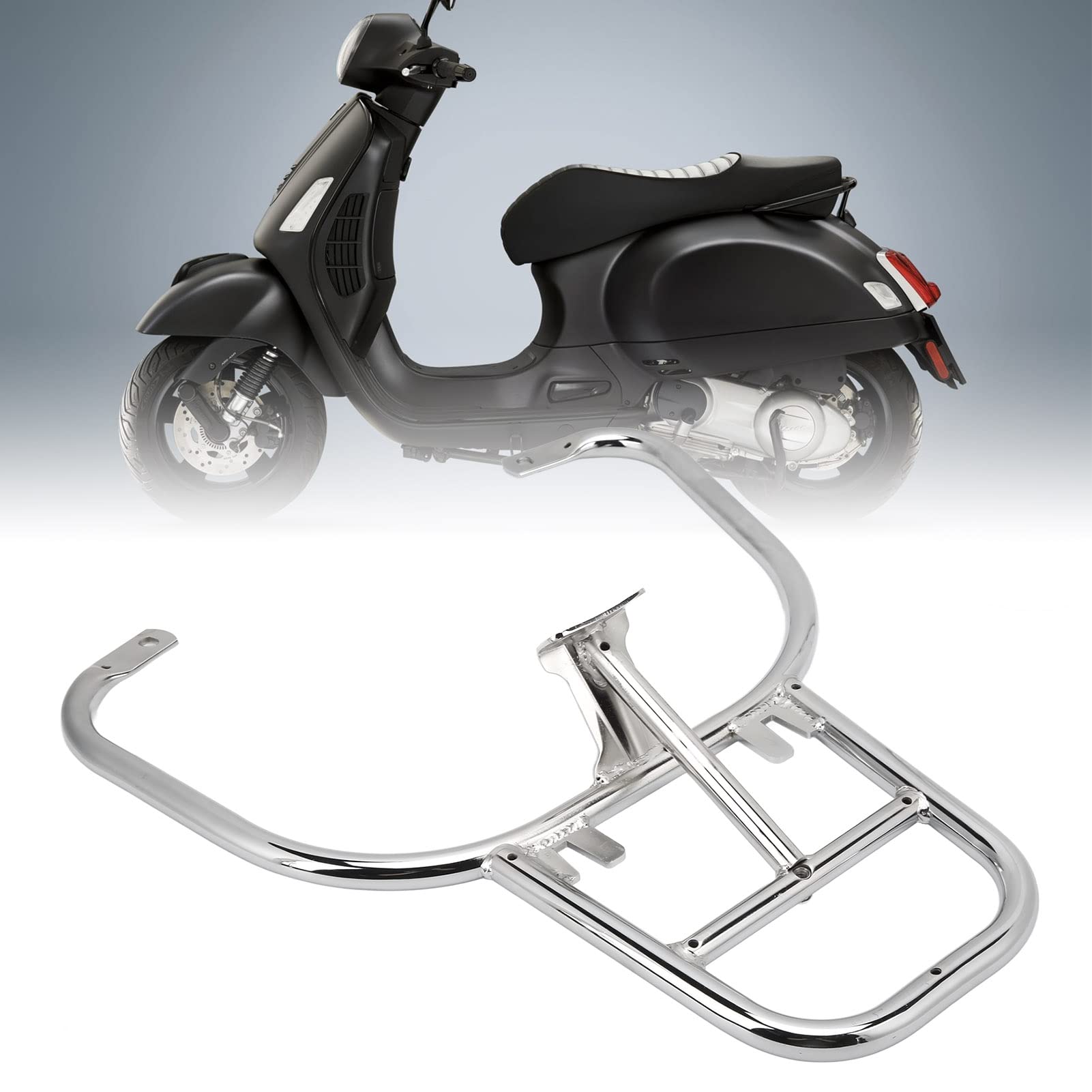 KIMISS Motorcycle Luggage Rack - CNC Aluminum Rear Cargo Carrier for Vespa GTS 300 - Perfect for Commuting, Touring & Grocery Hauling