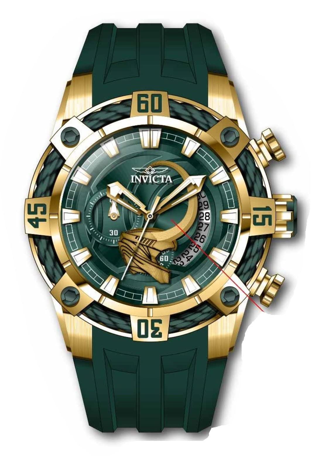 Invicta 37604 Marvel Loki Limited Edition 52mm Quartz Chronograph Watch with Green Strap – Perfect for Superhero Fans & Collectors