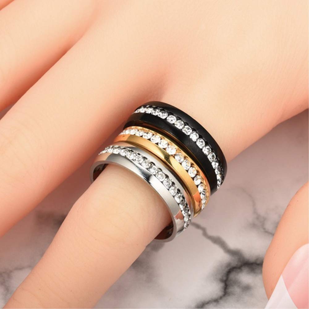 Stainless Steel Magnetic Therapy Ring for Weight Loss & Wellness - Slimming Acupressure Ring with Crystal Design for Gallstone Relief & Pain Relief - Perfect for Relaxation, Stress Relief & Holistic Health