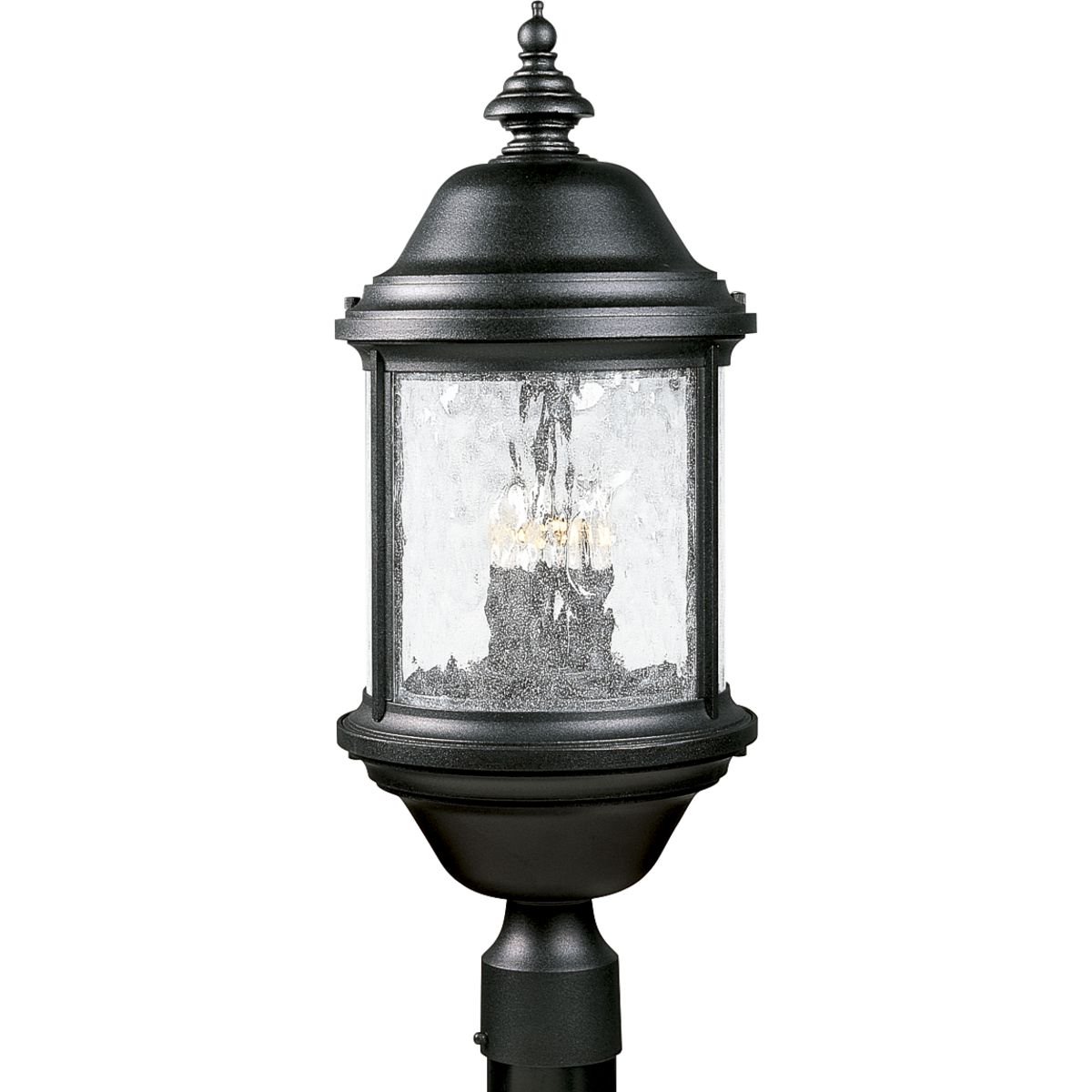Progress Lighting P5450-31 3-Light Ashmore Post Lantern in Textured Black - Outdoor Wall Mounted Lighting for Porch, Garden, and Pathway Illumination