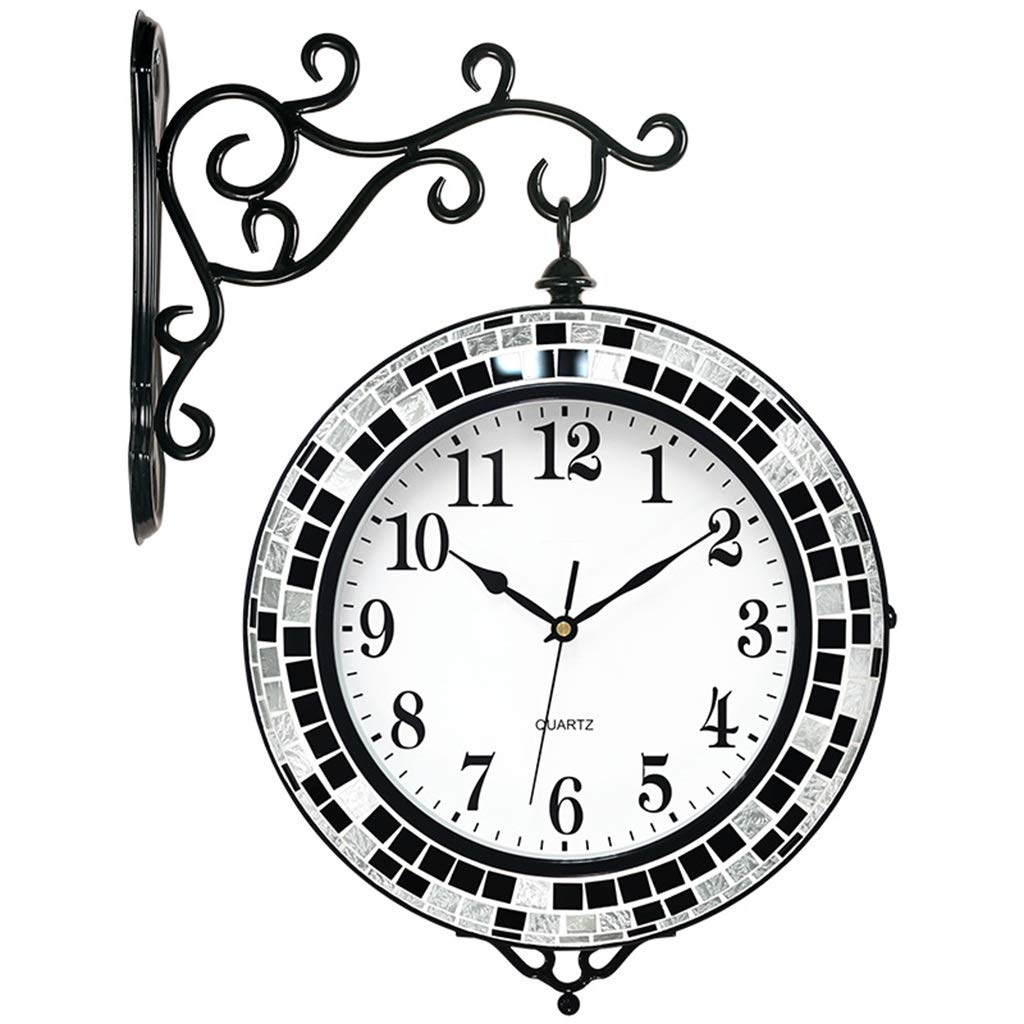 Vintage Double Sided Wall Clock - Paddington Station Inspired Antique Look Clock for Home & Office Decor - Indoor Wall Mounted Clock (White) - Perfect for Living Room, Bedroom, Kitchen & Study Areas