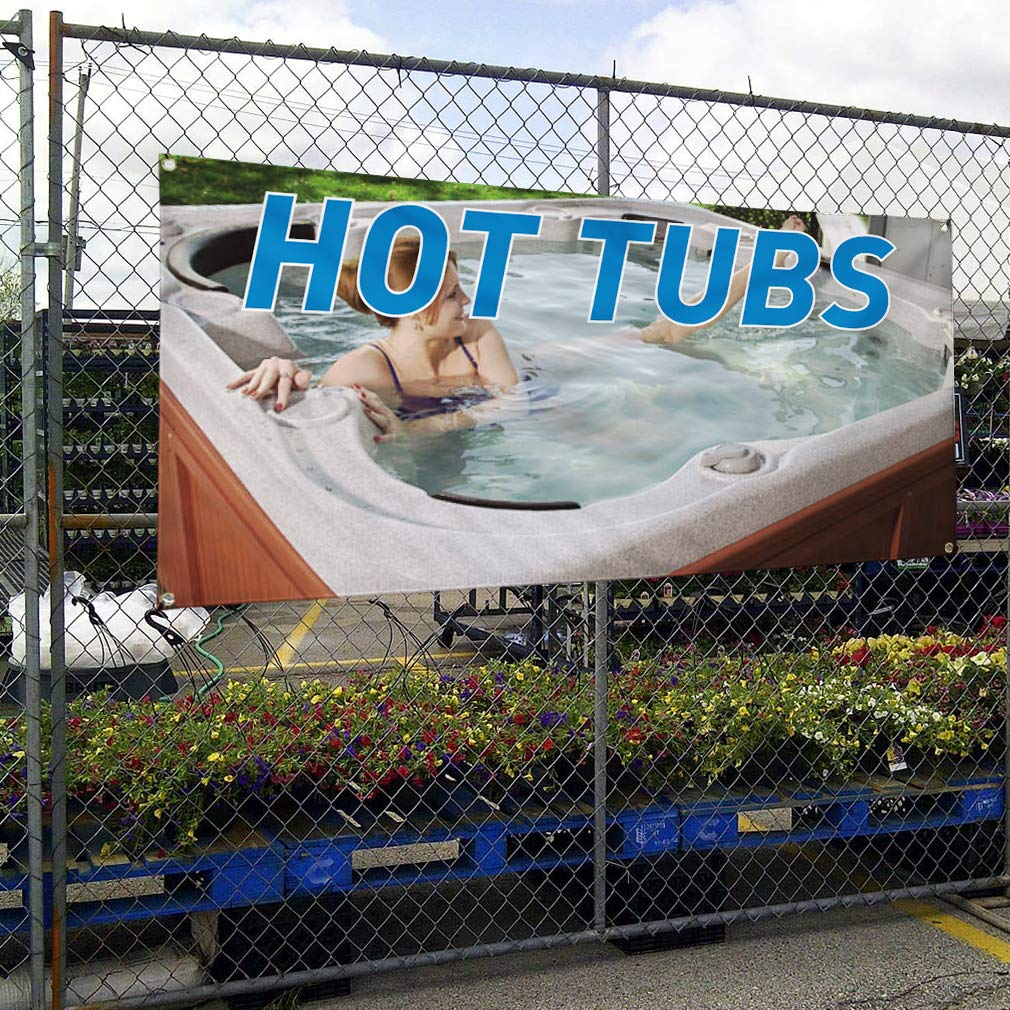 Durable 48x96 Inches Vinyl Banner for Hot Tubs & Outdoor Advertising | Weatherproof Business Sign with 8 Grommets | Perfect for Yard Sales, Events & Industrial Use