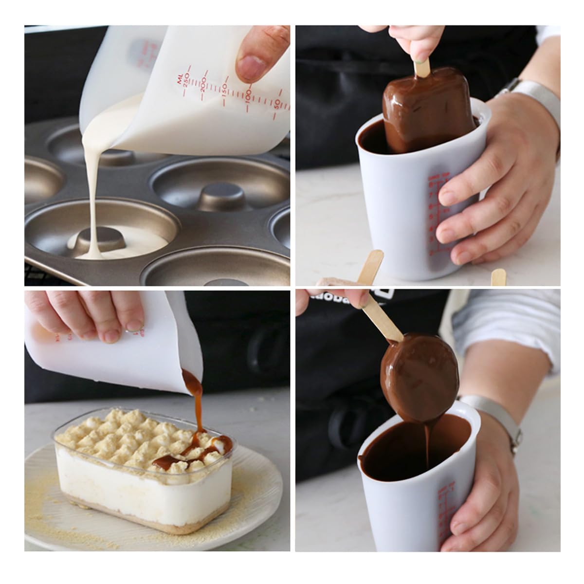 SUPVOX 250ML Silicone Measuring Cup with Visible Graduations - Precise Scale Mixing Cup for Epoxy Resin, Resin Casting, DIY Crafts, Baking & Kitchen Use