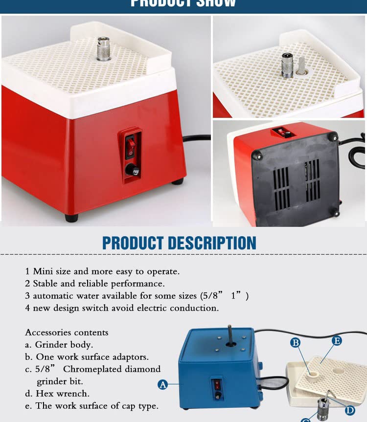 Diamond Glass Grinder Machine - Portable Ceramic & Stained Glass Grinding Tool with Diamond Bit | Perfect for DIY Glass Art, Jewelry Making & Craft Projects