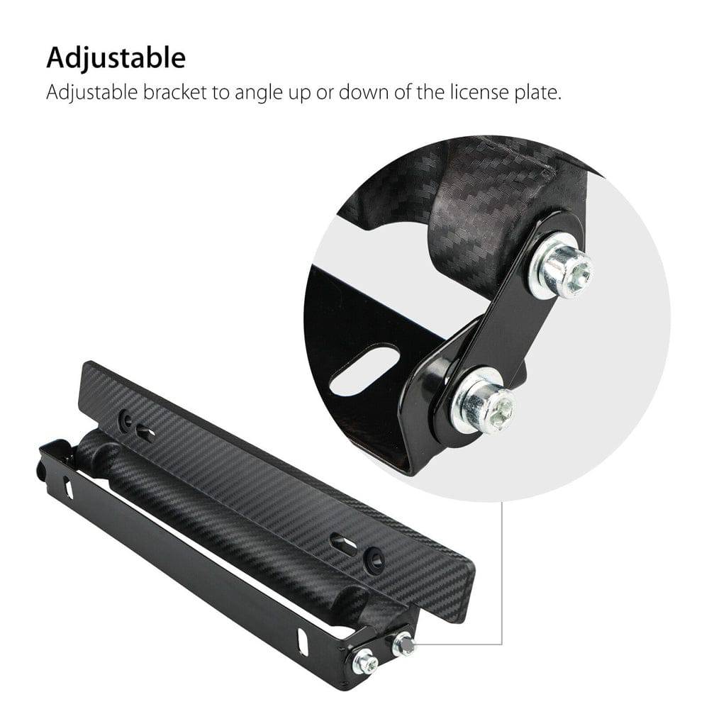 Carbon Fiber License Plate Bracket - Adjustable Universal Car Plate Holder for Custom Styling - Perfect for Car Mods, Show Cars & Off-Road Vehicles