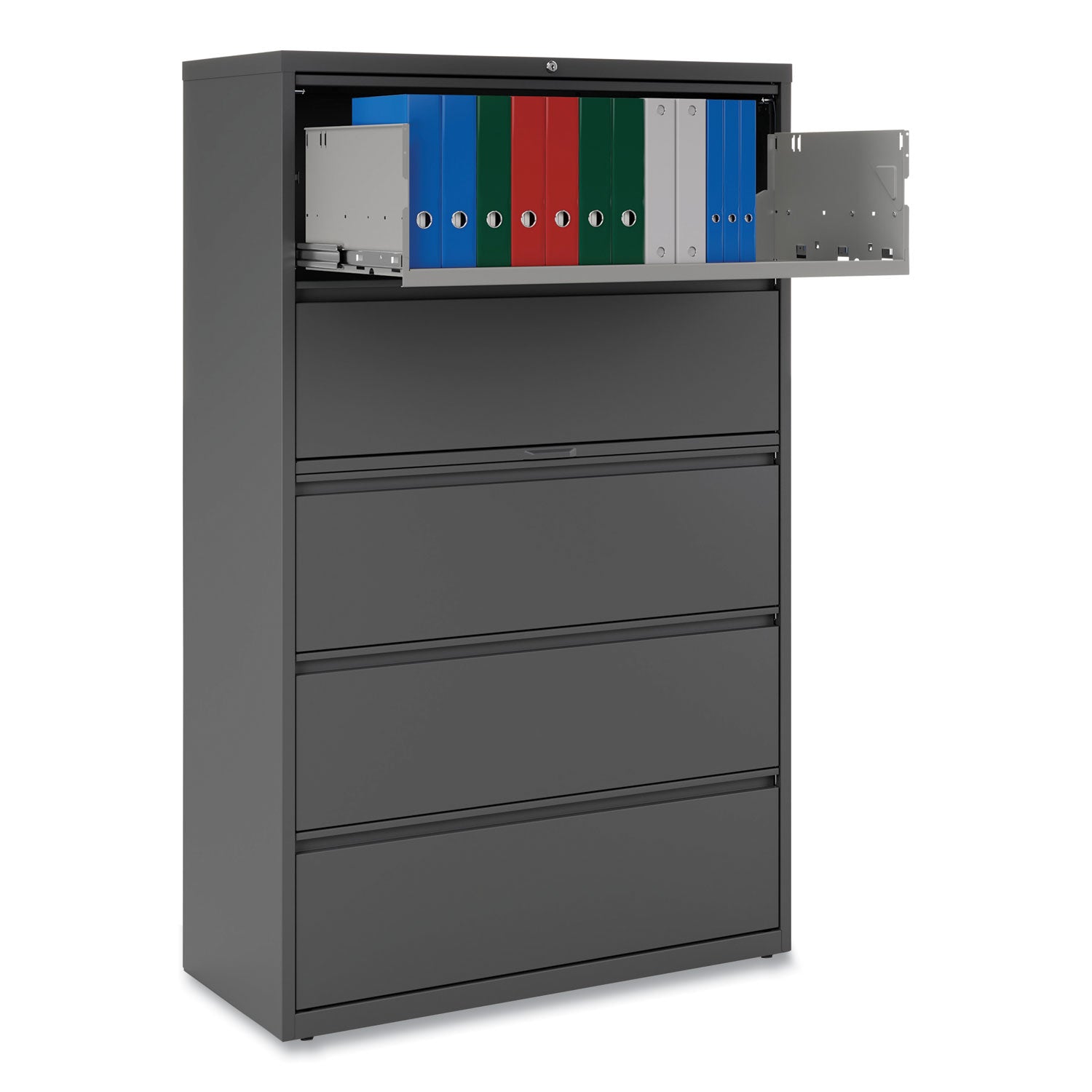 Alera® 5-Drawer Lateral File Cabinet - Legal/Letter/A4/A5 Size - Charcoal Finish - 42