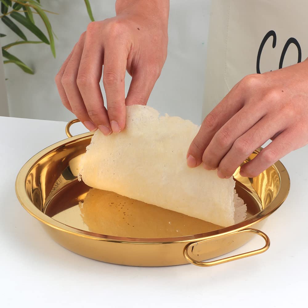 11 Inch Stainless Steel Rainbow Serving Tray with Handle - Cake, Bread, Fruit & Steak Dish for Kids, BBQ Grill Plate, Elegant Dinner Plates - Perfect for Parties, Picnics & Family Gatherings