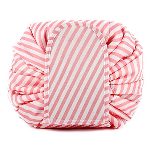 Waterproof Travel Makeup Bag for Women - Portable Cosmetic Organizer with Drawstring, Multifunctional Toiletry Pouch (Pink) - Perfect for Gym, Vacation & Daily Essentials Storage