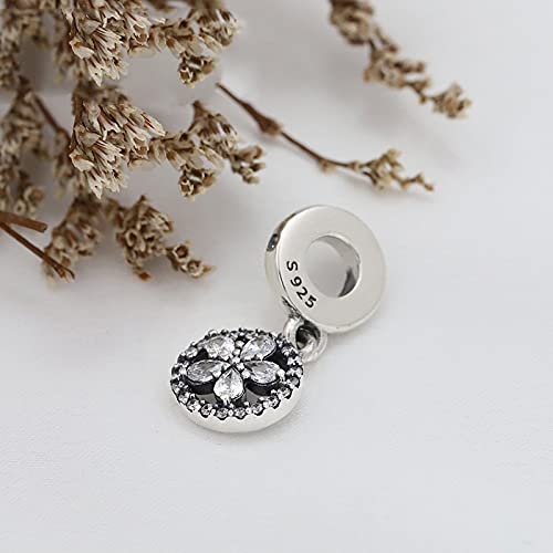 Pandora Style 925 Sterling Silver Rose Zircon Pendant - Rose Gold Charm Bead for Bracelet & Necklace Jewelry Making - Perfect for Women's Gifts & Everyday Wear