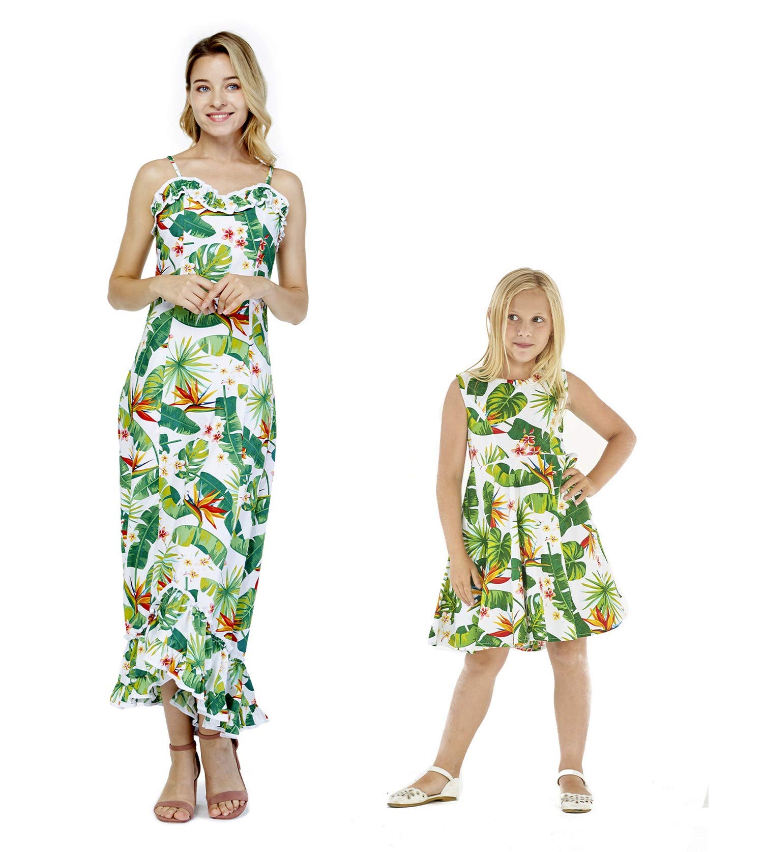 Tropical Hawaiian Luau Mother Daughter Matching Muumuu & Fit Flare Dresses - Beach Party, Family Vacation, Summer Outfits