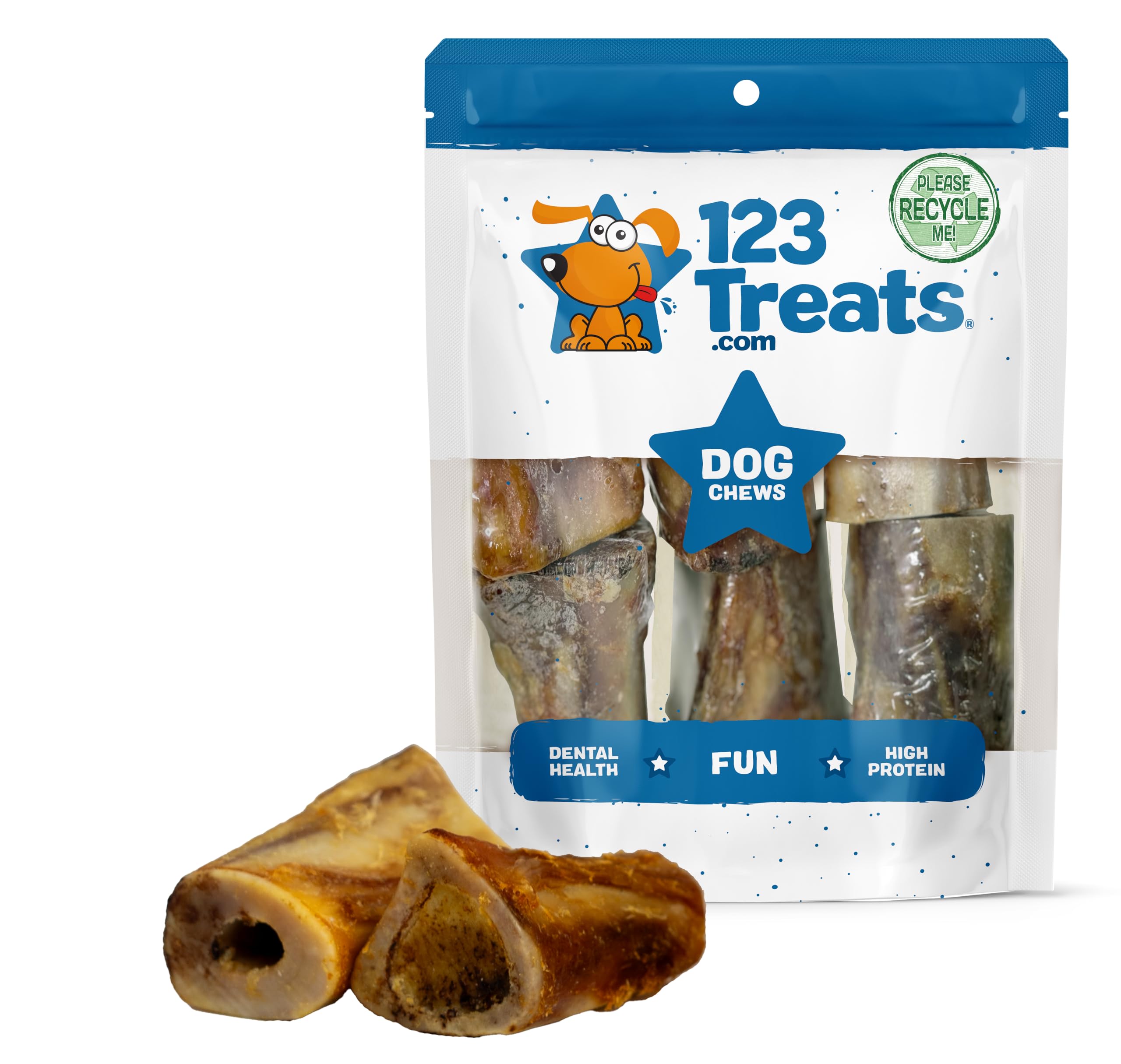 Premium Natural Beef Marrow Bones for Dogs - 3-4 Inch (6 Count) | Healthy, Digestible Dog Treats | Long-Lasting Chew Bones for Dental Health | Perfect for Training Rewards & Anxiety Relief