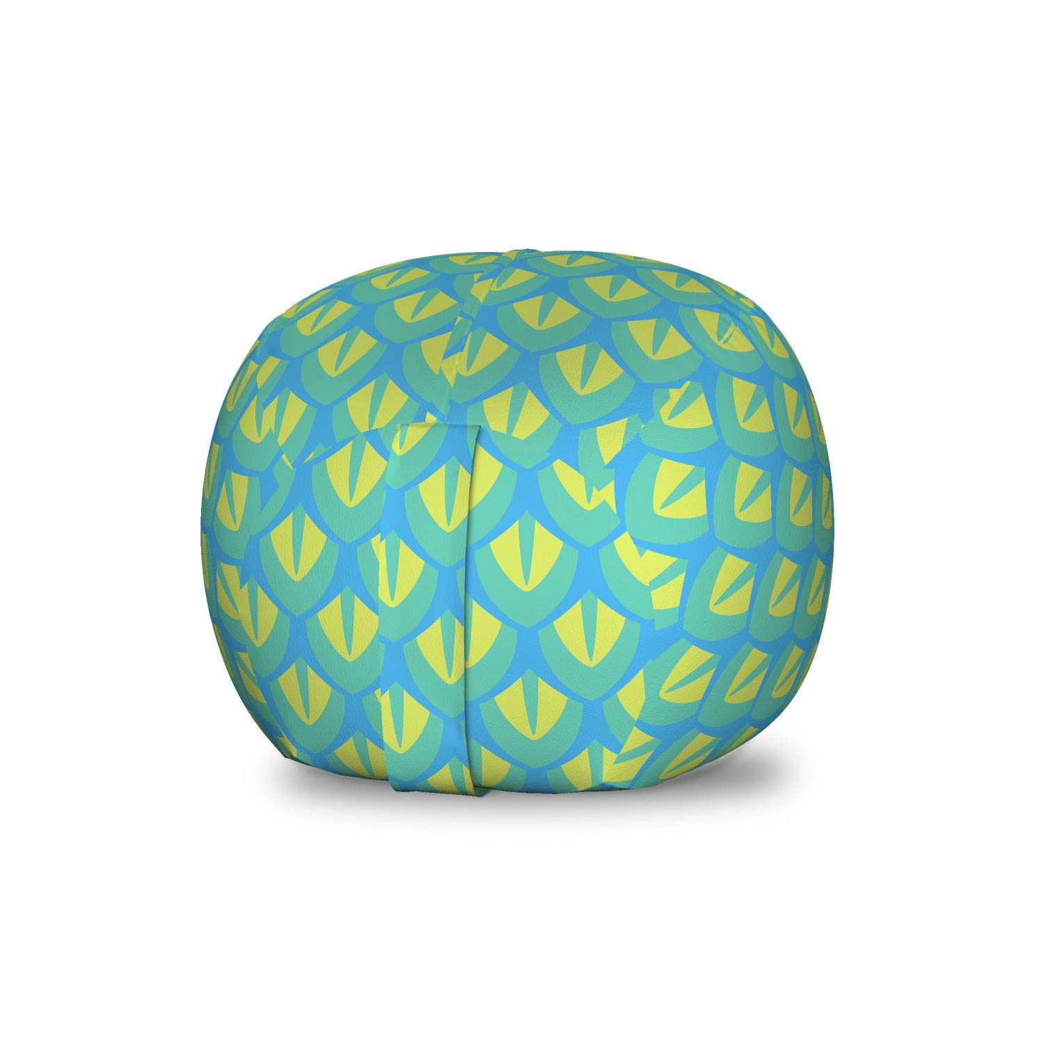 Ambesonne Colorful Toy Storage Bag Chair - Japanese Squama Inspired Reptilian Eye Design, Washable Stuffed Animal Organizer, Small Size Turquoise Multicolor - Perfect for Kids' Room, Playroom & Nursery Organization