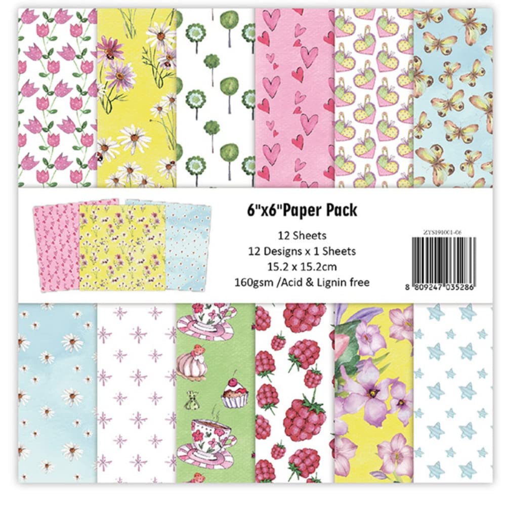 12-Piece NOVAKING Fleurs Patterned Paper Scrapbooking Pack - Handmade Craft Paper for DIY Cards, Journals & Backgrounds - Perfect for Scrapbooking, Card Making & Decorative Projects