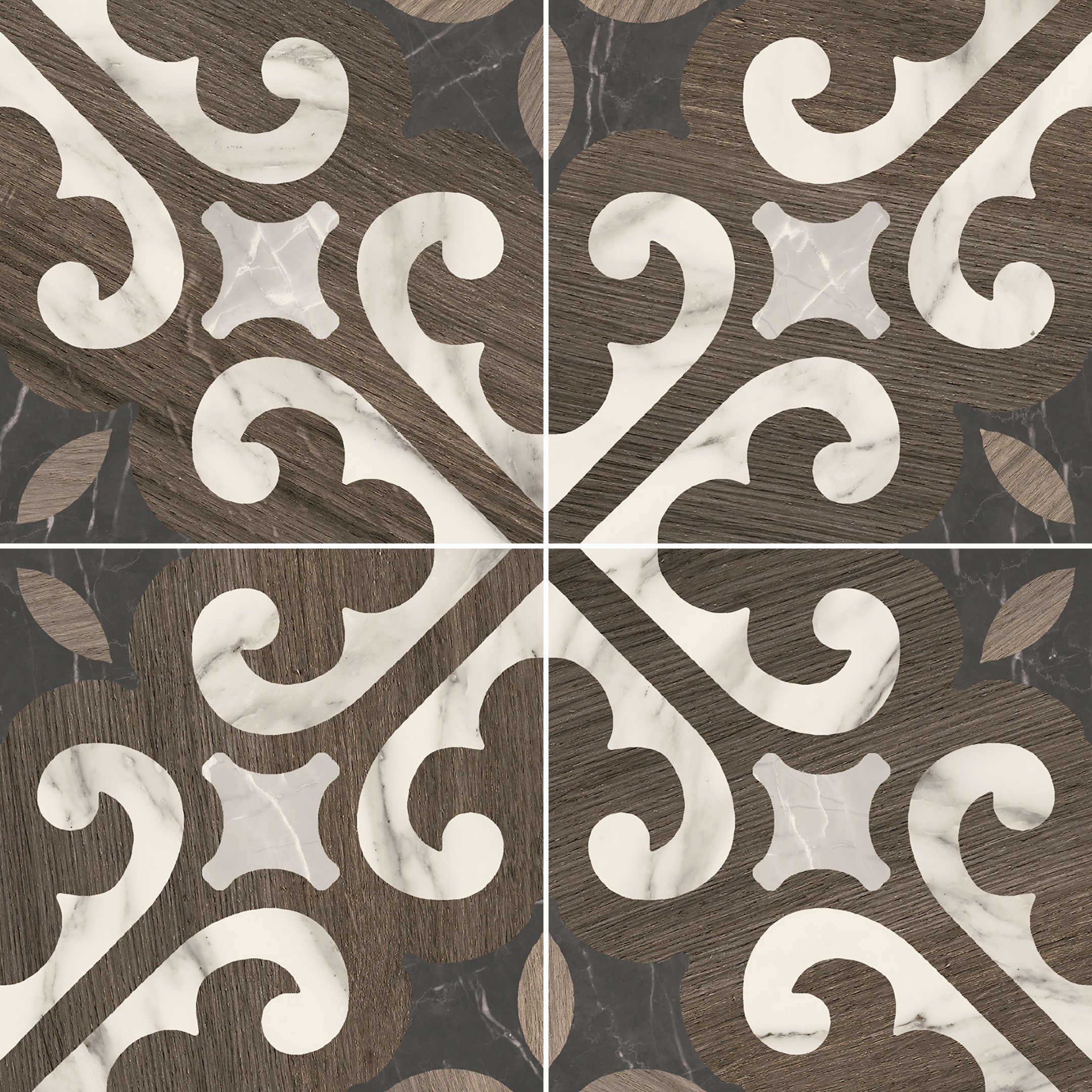Intarsi Glam 8x8 Encaustic Spanish Pattern Floor & Wall Tile - Perfect for Kitchen Backsplash, Bathroom, and Mediterranean Style Home Decor