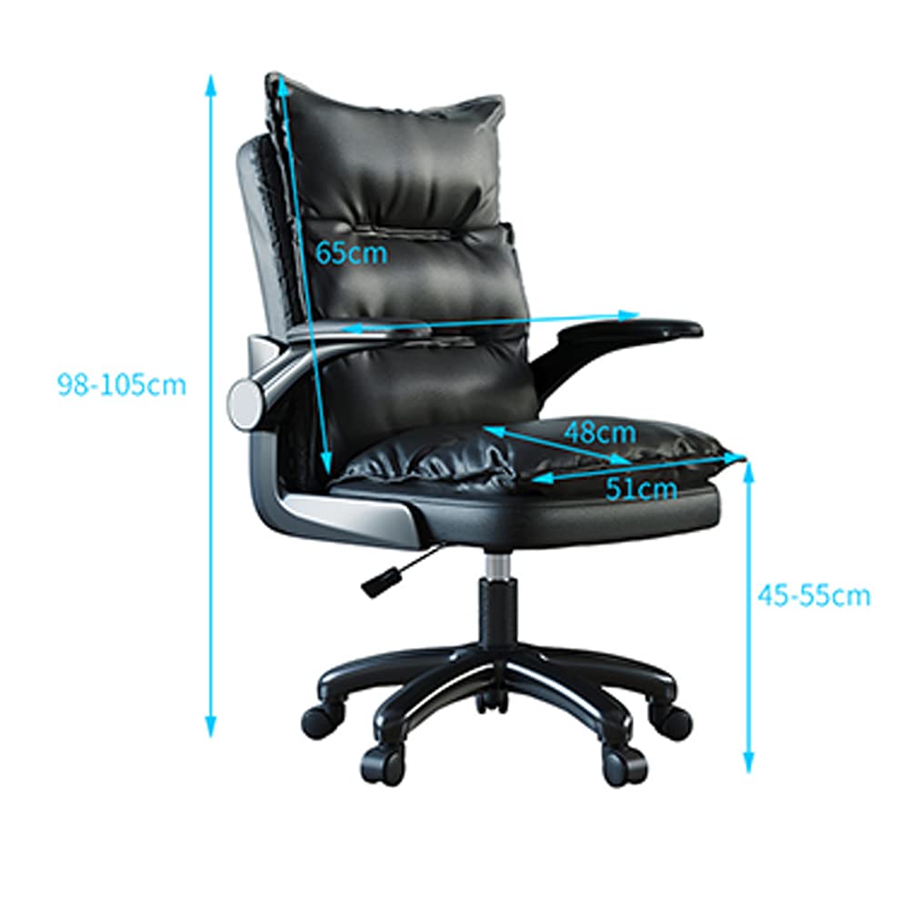 Ergonomic Office Chair - High Back PU Leather Executive Desk Chair with Adjustable Height, Flip-Up Armrests & Lumbar Support - Beige Modern Computer Chair for Home Office & Workspace Comfort