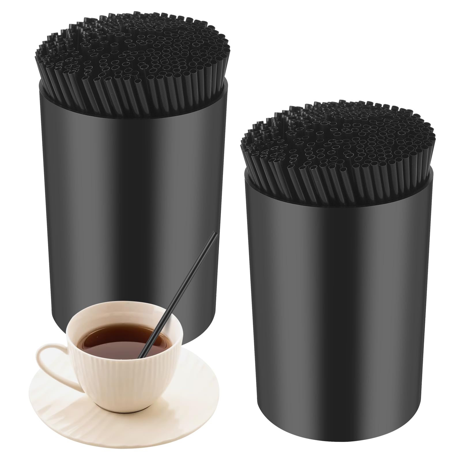 500 Pcs 5 Inch Black Coffee Stir Sticks Holder - Reusable Stirrers for Coffee, Milk & Cocktail Drinks - Perfect for Coffee Bars, Parties & Home Brewing