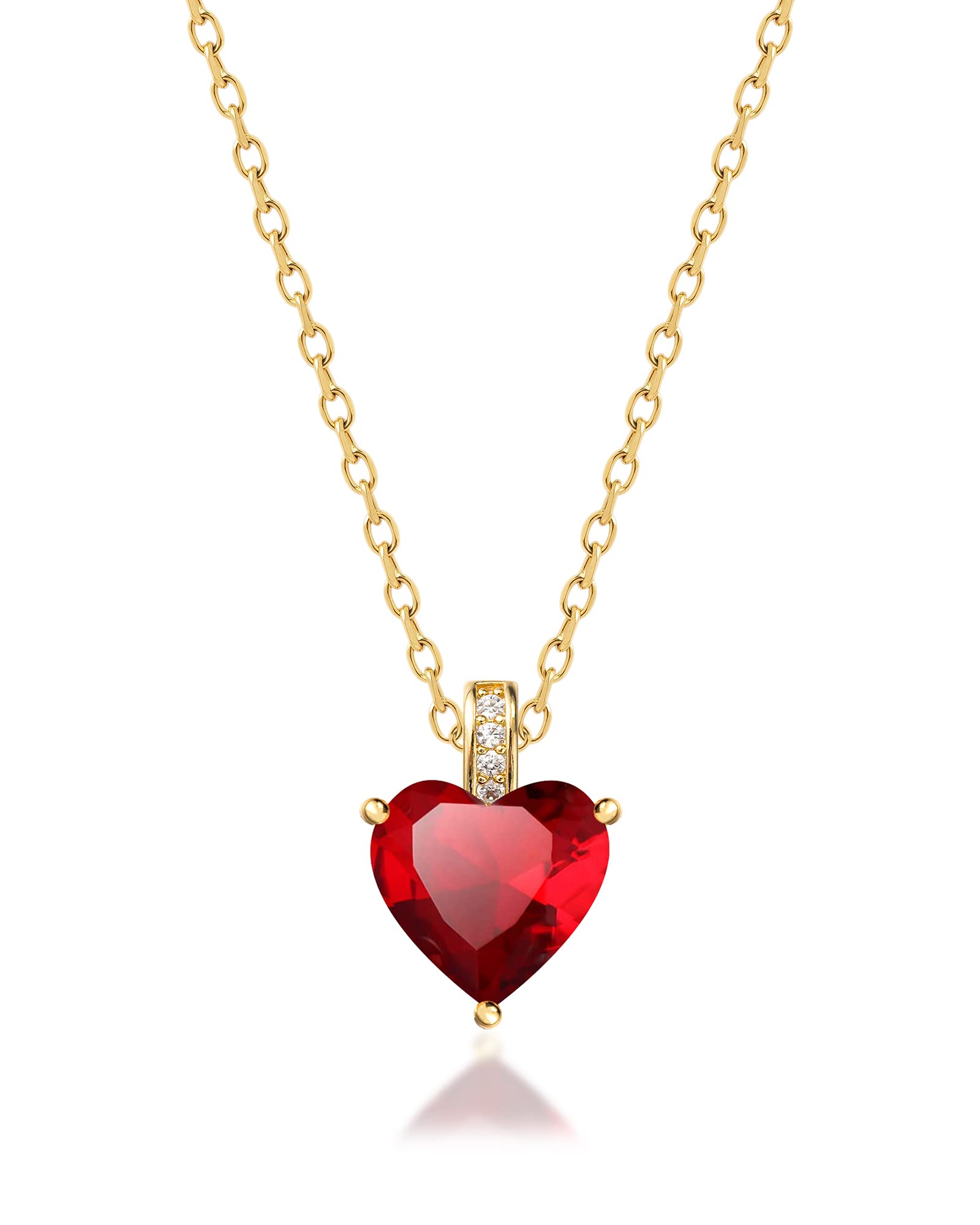 Genuine Birthstone Necklace for Women - Sterling Silver Heart Pendant with Personalized Birthstone - Romantic Birthday Gift for Her, Anniversary, Valentine's Day & Mother's Day Jewelry