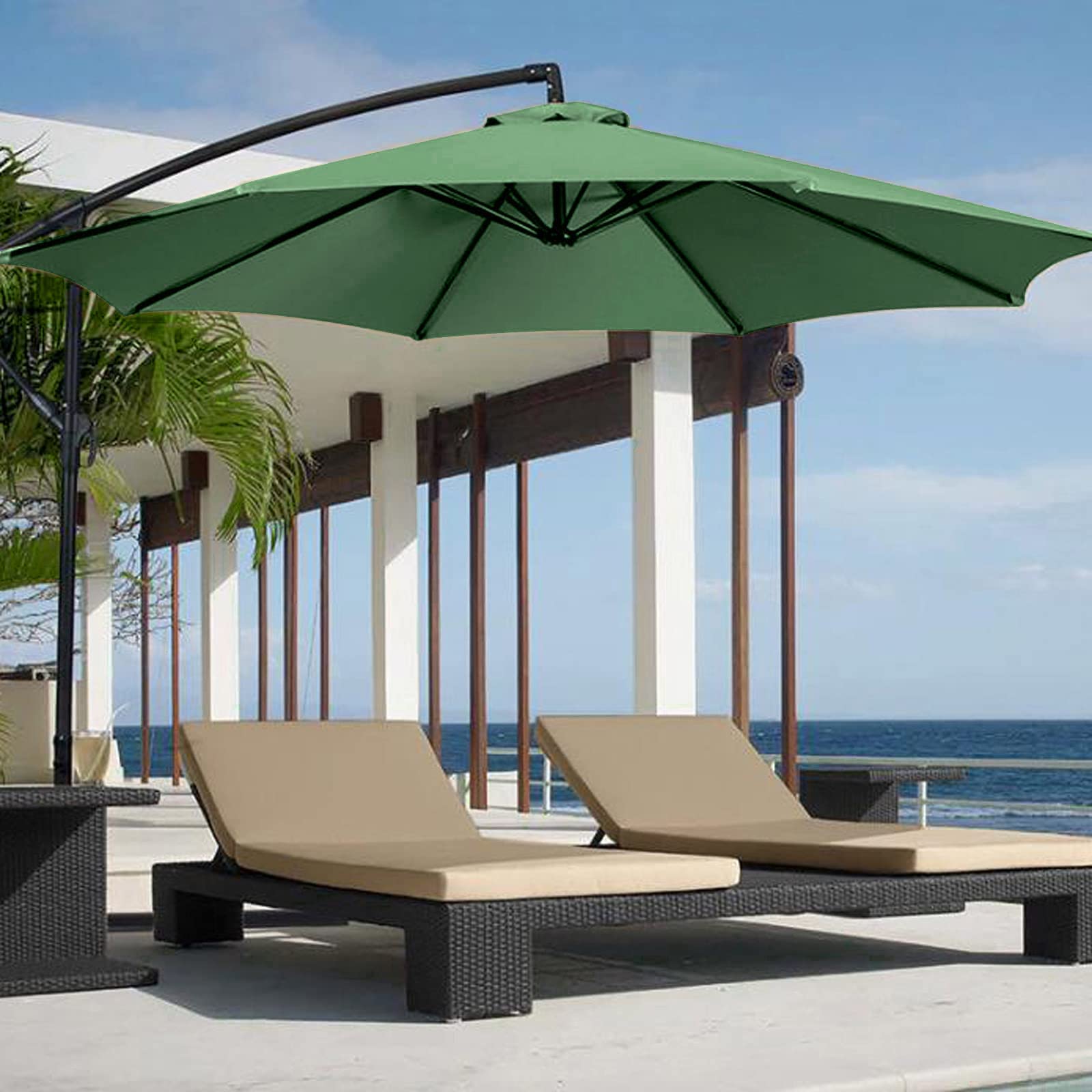 6.3Ft Replacement Canopy for Patio Umbrella - 6-Rib Market Table Umbrella Top (Green) | Outdoor Dining, Poolside Lounging & Backyard Shade Solution