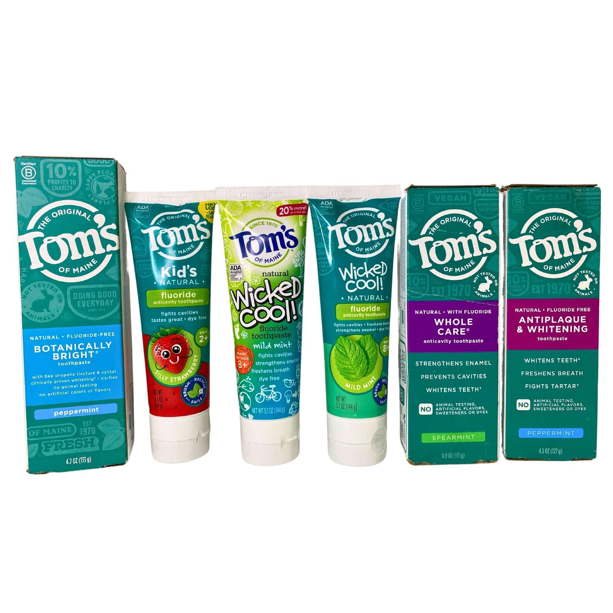 TOMS Toothpaste Variety Pack (58 Pieces) - Natural Fluoride-Free Toothpaste for Adults & Kids - Perfect for Travel, Home & Office Use