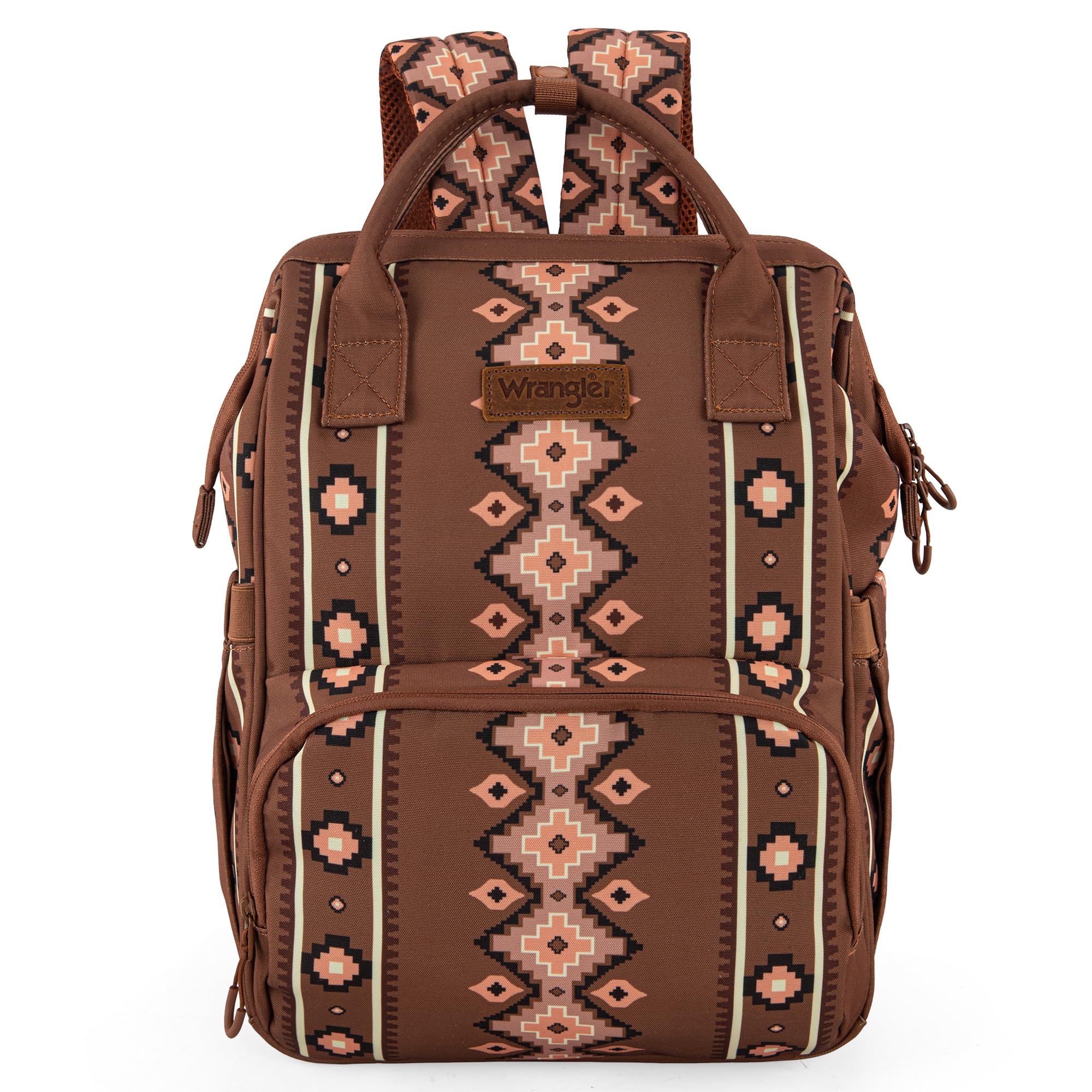 Wrangler Southwest Pattern Diaper Backpack - Stylish Baby Bag for Travel & Daily Use, Multi-Functional Western Design Daypack for Moms & Dads - Perfect for Daycare, Outings & Family Adventures