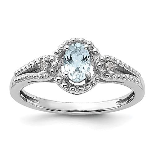925 Sterling Silver Aquamarine & Diamond Ring - March Birthstone Jewelry for Women, Elegant Gemstone Gift for Her - Perfect for Anniversaries, Engagements & Special Occasions