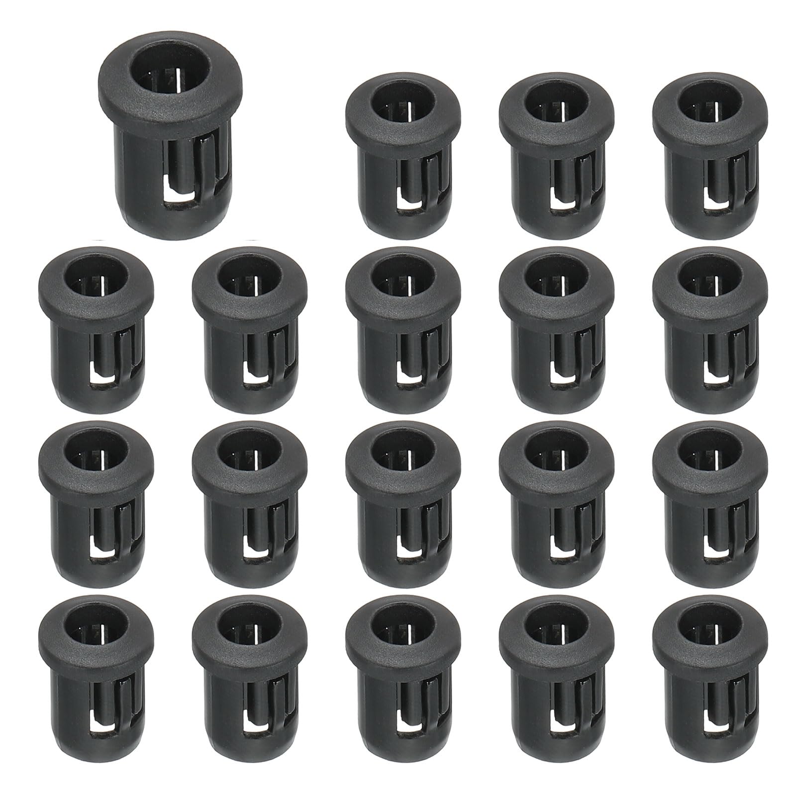 PATIKIL 50-Pack 5mm LED Holder Clips - Black Plastic Diode Mounting Brackets for Lamp Bulbs & LED Displays - Secure Panel Mounting Solution for DIY Lighting Projects & Electronic Prototyping