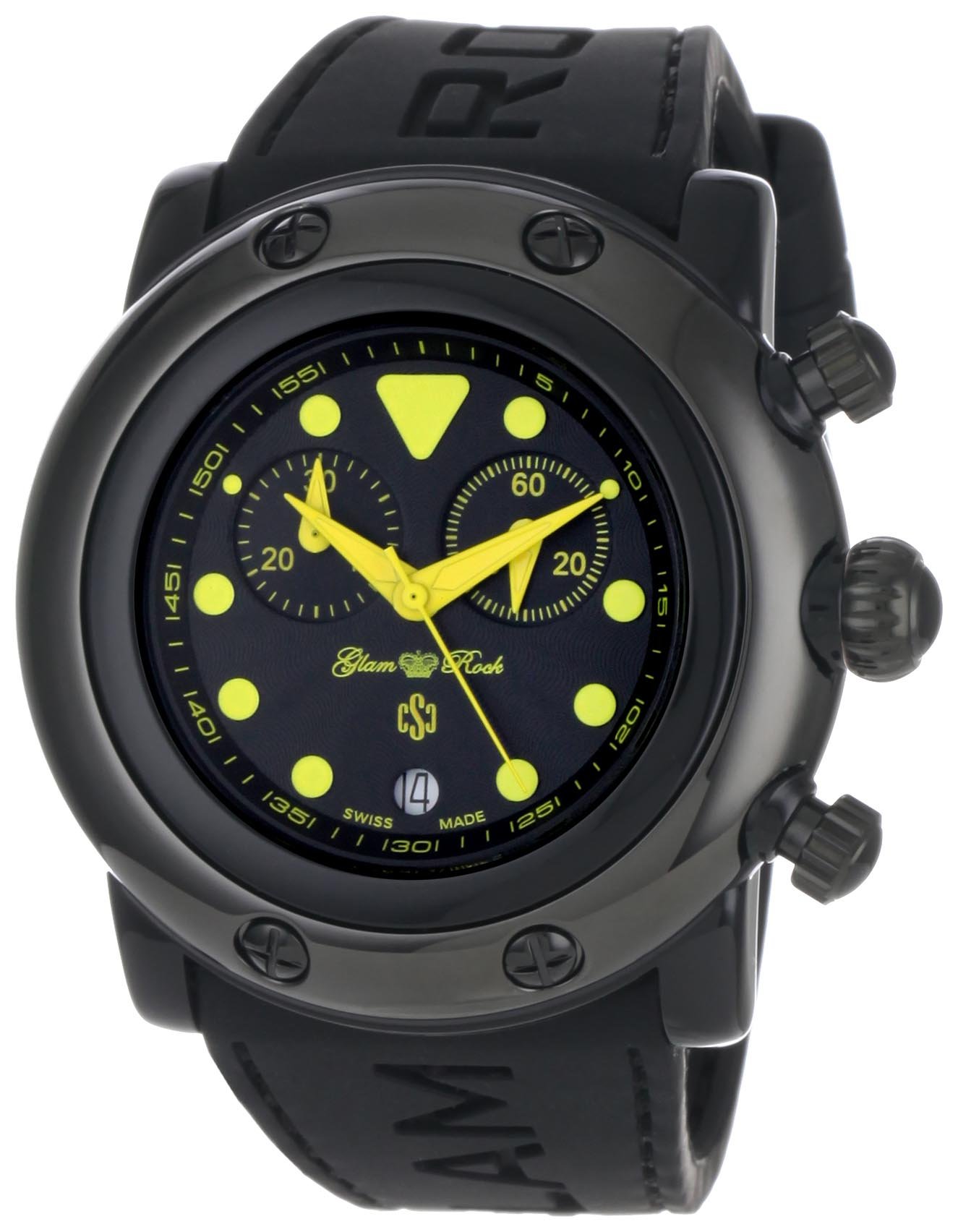 Glam Rock GR61112 Miami Beach Chronograph Watch for Women - Black Dial & Silicone Band - Waterproof Fashion Watch for Beach, Pool & Outdoor Activities