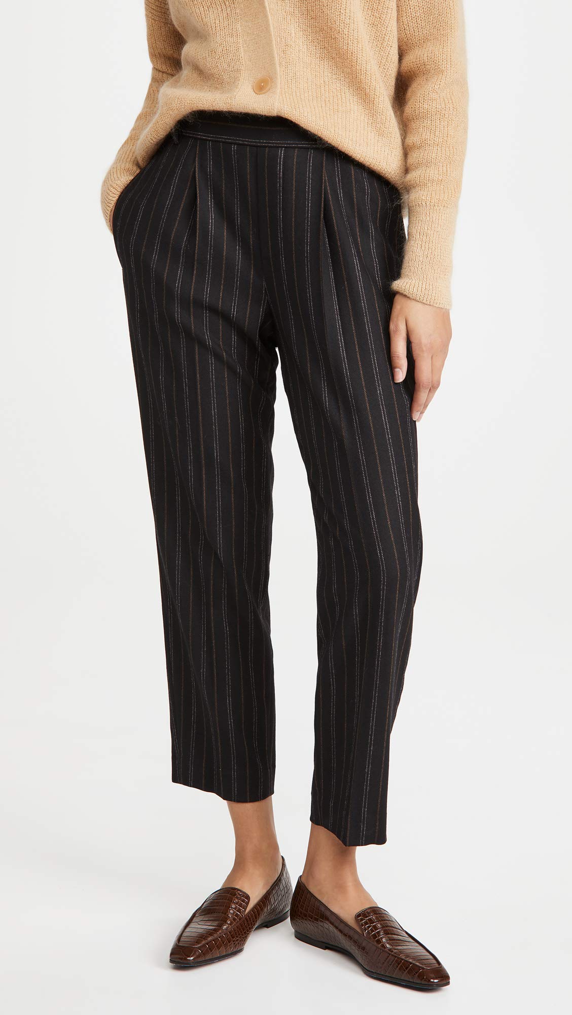 Vince Women's Flannel Stripe Pull-On Pants - Soft & Comfortable Casual Lounge Pants for Home, Work & Travel