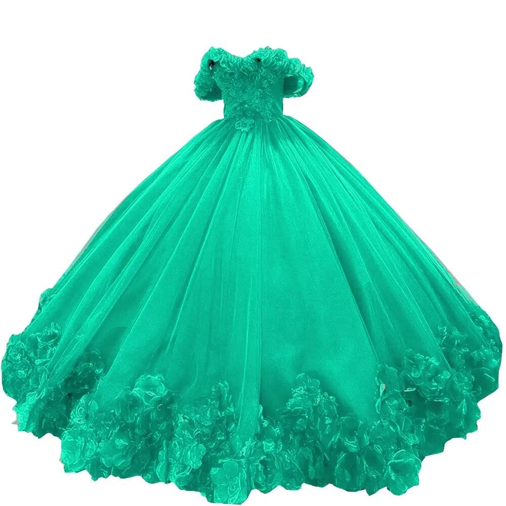Handmade Organza Flower Applique Quinceanera Dress - A-Line Off Shoulder Princess Wedding Gown for Brides, Bridesmaids & Special Occasions | Perfect for Quinceañeras, Weddings & Formal Events 2025