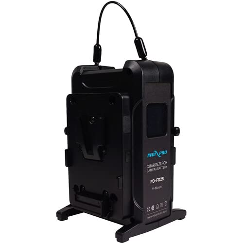 IndiPRO Dual V-Mount Battery Intelligent Charger - Professional Power Solution for DSLR Cameras, Video Cameras & Film Equipment - Perfect for On-Location Shooting & Studio Productions