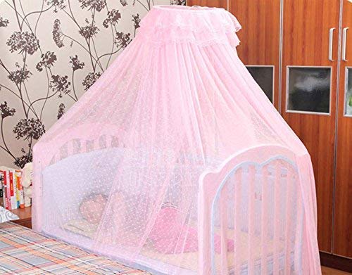 Princess Dome Baby Mosquito Net - Pink Nursery Crib Bed Canopy Mesh Insect Protection for Newborns & Toddlers | Perfect for Indoor & Outdoor Use, Travel, Camping, and Home Decor
