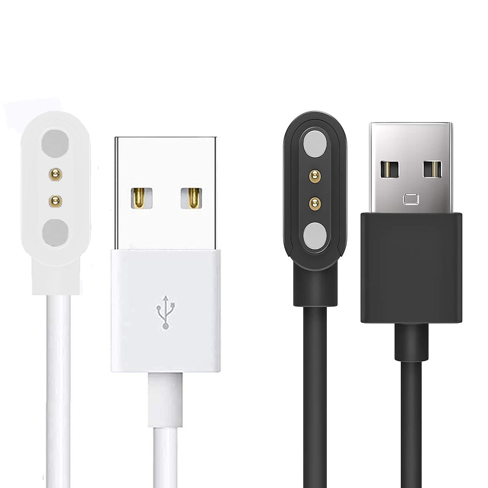 Wyze Watch Charger Replacement - 2 Pack Magnetic USB Charging Cable for Wyze Watch 47mm & 44mm (White+Black) | Perfect for Home, Office & Travel Charging