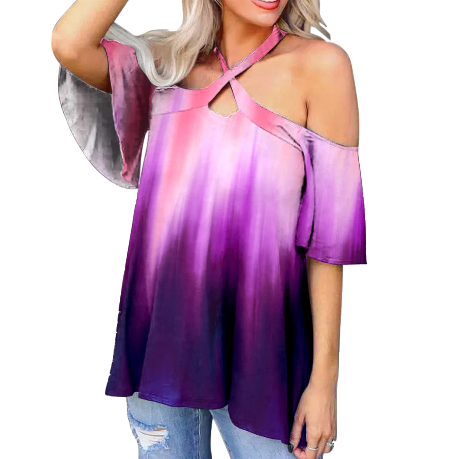 Women's Off Shoulder Long Sleeve Tunic Tops - Casual Leopard Print Blouses for Fall & Summer | Perfect for Date Nights, Office Wear & Weekend Outfits