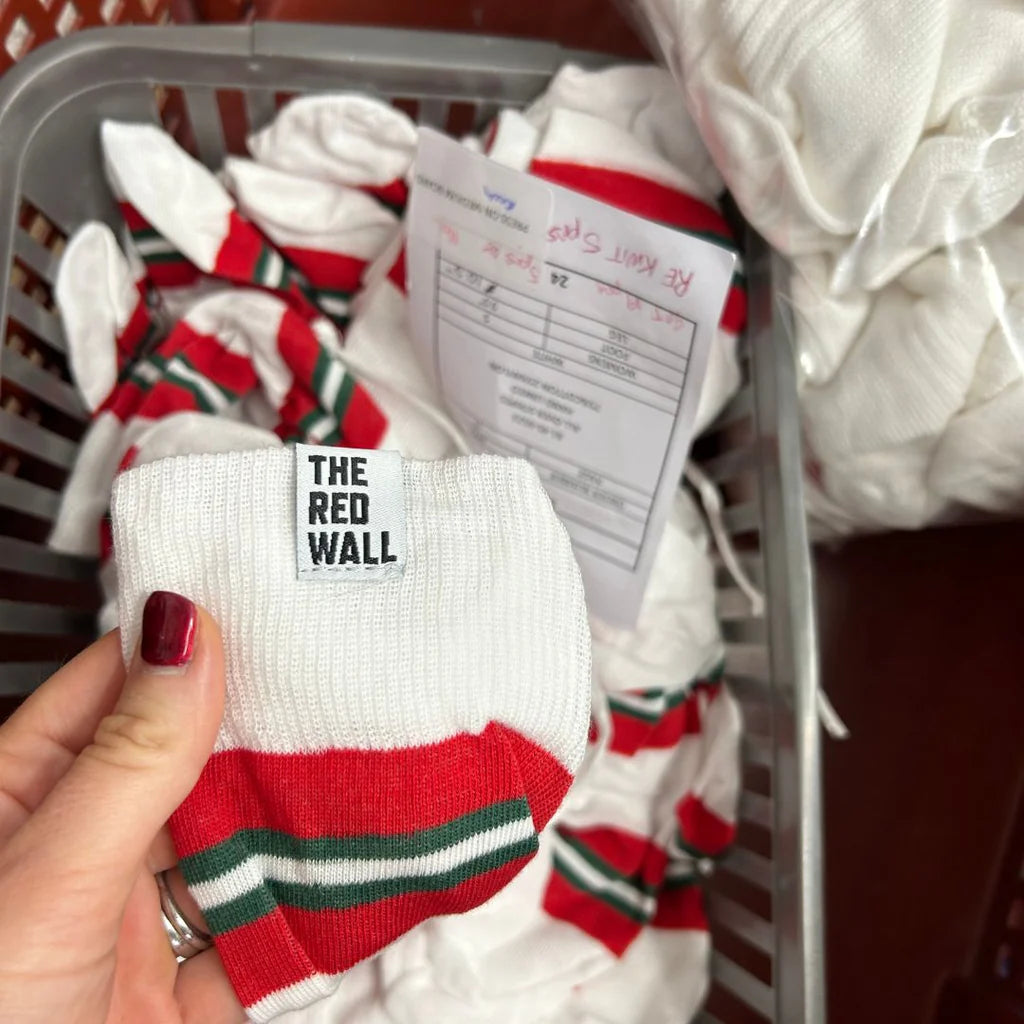 Red Striped Cotton Socks for Men & Women - Breathable Casual Crew Socks for Everyday Wear, Sports, and Gifts