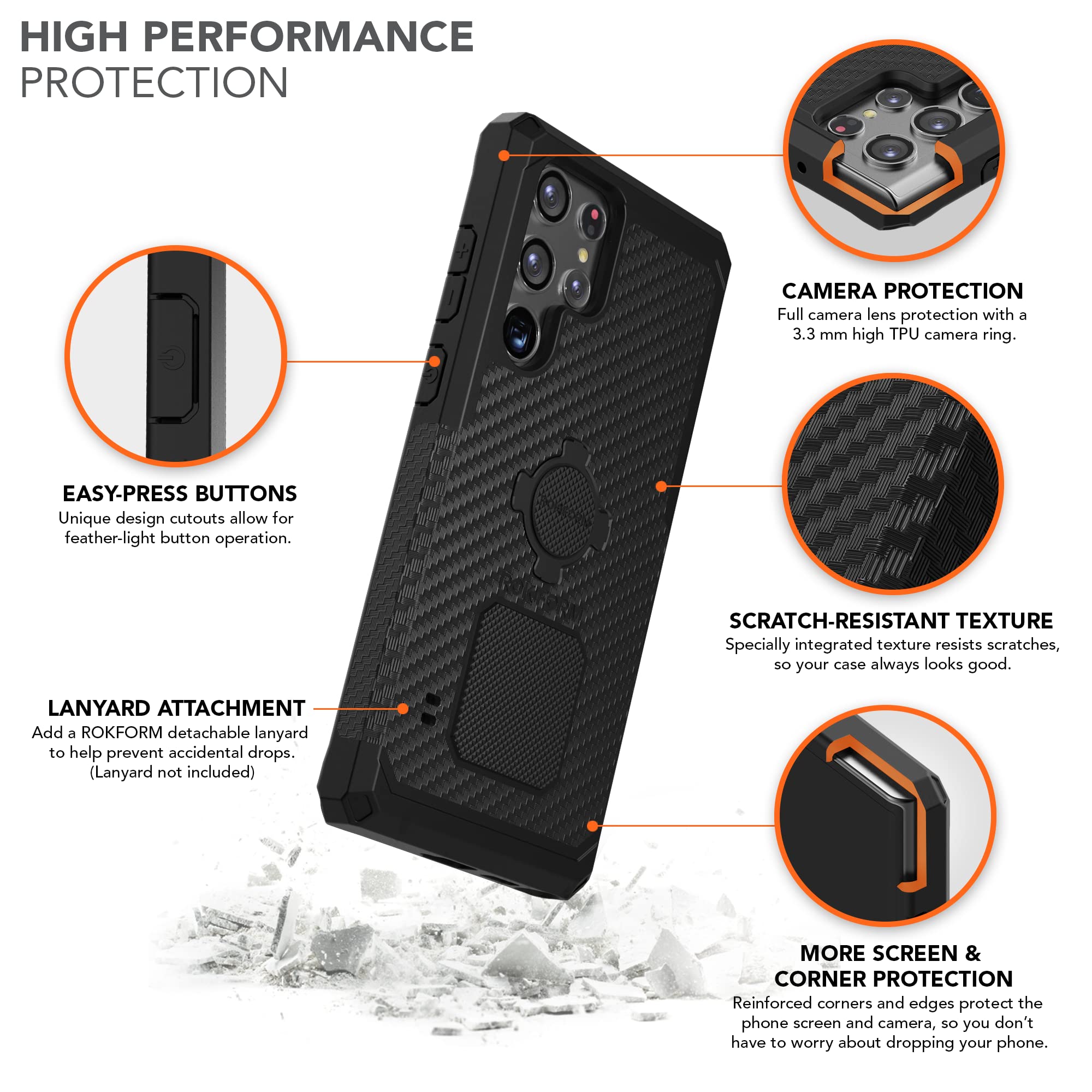 Rokform Galaxy S21 Ultra 5G Magnetic Case - Military Grade Rugged, Twist Lock Protective Armor, Drop Tested, Black - Perfect for Outdoor Adventures and Daily Protection
