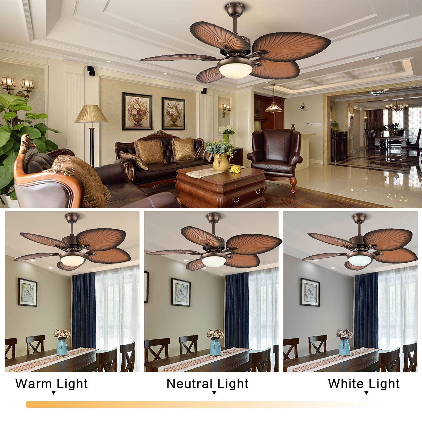 Modern Ceiling Fan with Lights & Remote Control - Reversible Blades, Quiet DC Motor - Perfect for Kitchen, Bedroom, Living & Dining Room (Style A) - Energy Efficient Cooling & Stylish Home Decor
