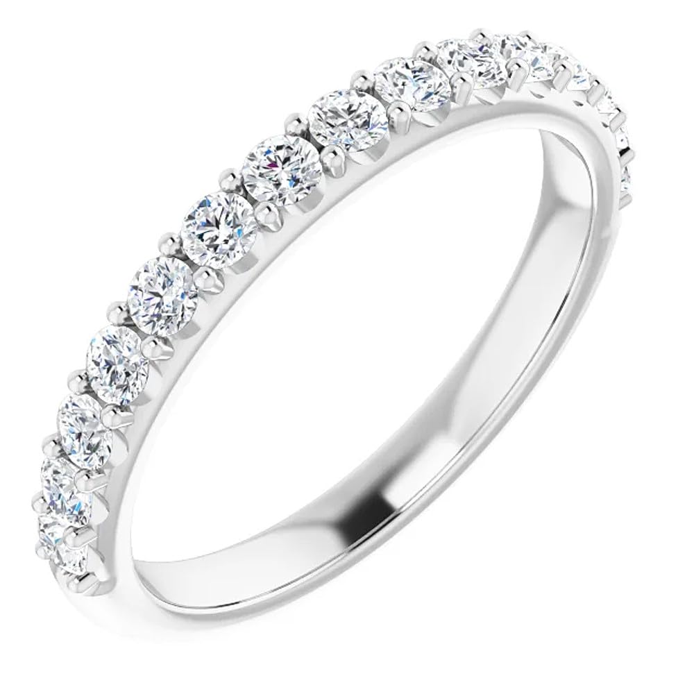 1/2 Carat Lab Grown Diamond Stackable Ring for Women - 14K White Gold Anniversary & Wedding Band - Perfect for Stacking, Bridal Sets, and Everyday Elegance