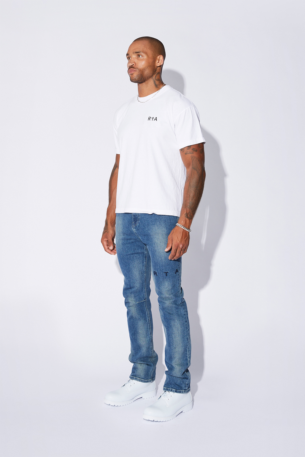 Colin Men's Short Sleeve T-Shirt with White Chest Logo - Casual Comfort Fit for Everyday Wear, Gym, and Outdoor Activities