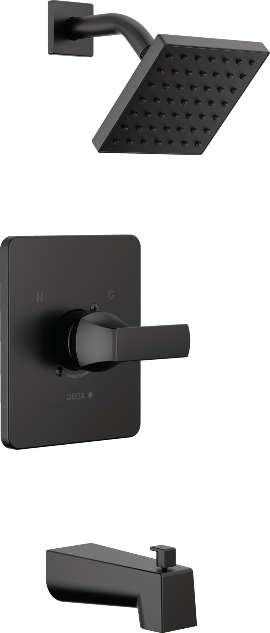 Delta Faucet Velum 14 Series Single-Function Matte Black Shower Faucet Set with Handle & Trim Kit (T14437-BL) - Perfect for Modern Bathroom Renovations & Tub/Shower Upgrades (Valve Not Included)