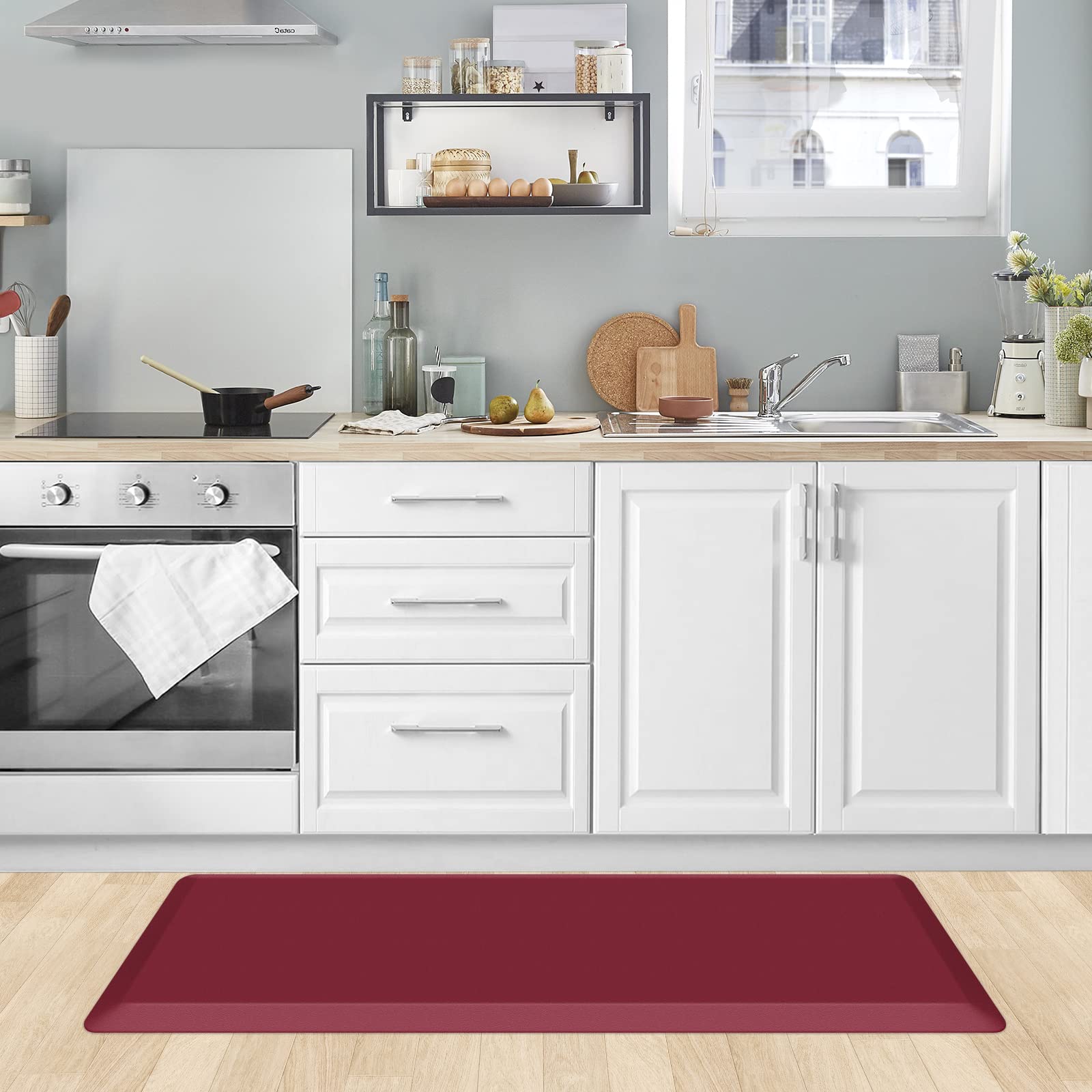 KitchenClouds Anti-Fatigue Kitchen Mat - 0.8 Inch Thick, Waterproof, Non-Slip Cushioned Rug for Kitchen Sink, Office, and Standing Desk - Comfort Floor Mat (17.3