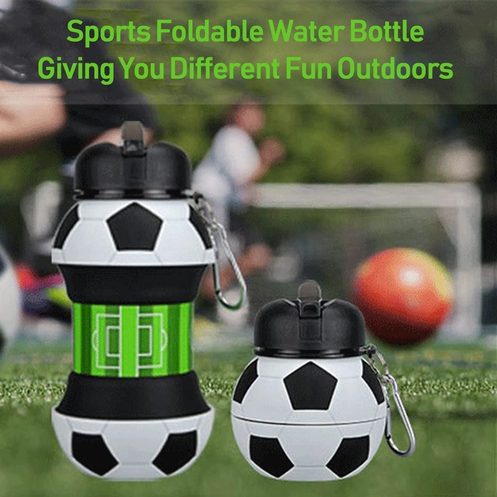 Collapsible BPA-Free 550ML Silicone Water Bottle - Portable Sports Ball Shape Reusable Bottle for School, Camping, Outdoor Activities & Travel | Food Grade Soft Design (Tennis Ball Size) - Perfect for Hiking, Gym, Yoga & Kids Lunchboxes