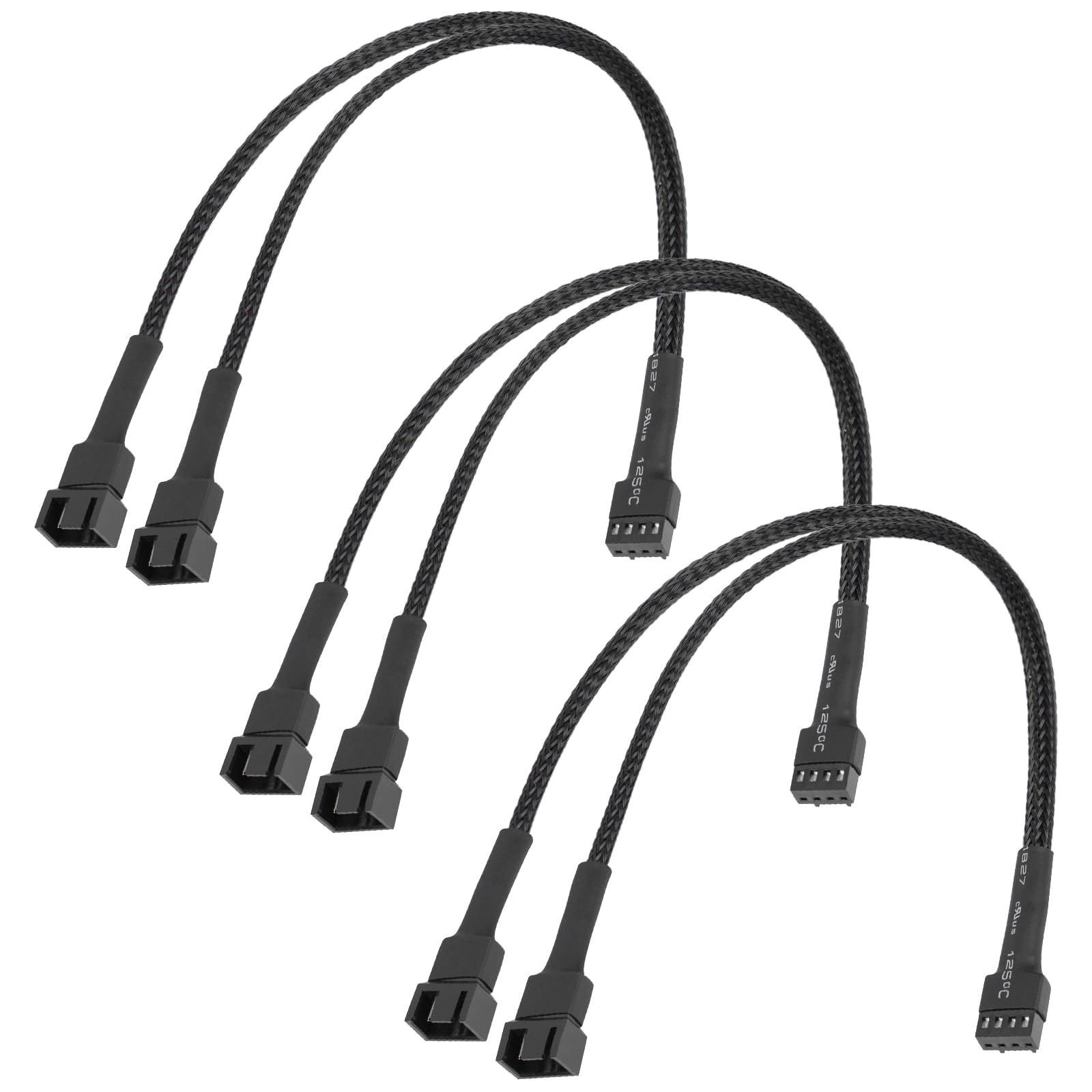 upHere Gaming PWM 2-Way 4-Pin Fan Splitter Cable - PC Fan Hub & Extension for Computer Case - 4 Pin/3 Pin Compatible (3 Pack) - Perfect for Custom PC Builds & Cooling System Upgrades