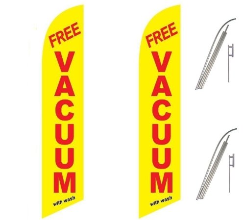 Two Full Sleeve Swooper Flags with Poles & Spikes - Yellow Red Black - Includes FREE Vacuum with Wash - Perfect for Sports Events, Tailgating & Outdoor Decor