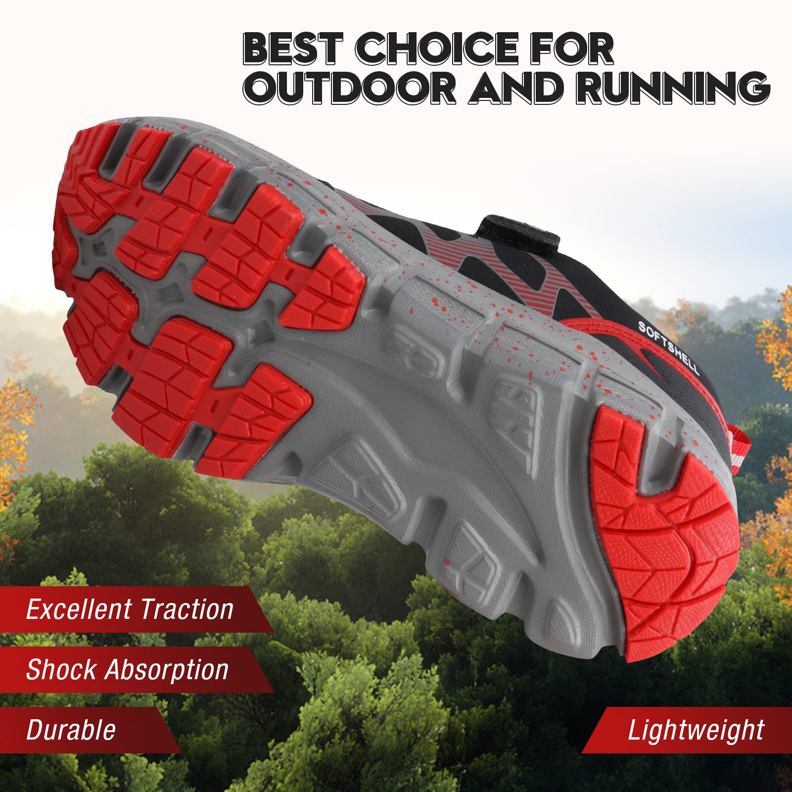 **UOVO Boys' Sneakers - Waterproof Hiking & Running Shoes for Kids, Non-Slip Athletic Outdoor Shoes for Little & Big Boys - Perfect for School, Sports & Play**