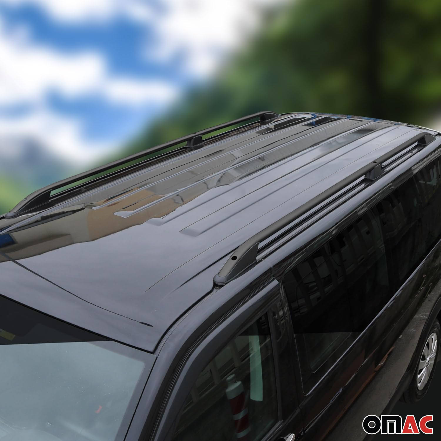 OMAC Black Roof Rack Side Rails for 2010-2013 Ford Transit Connect Short - Heavy Duty Cargo Carrier for Kayak, Luggage & Outdoor Gear - Perfect for Camping, Road Trips & Adventure Travel